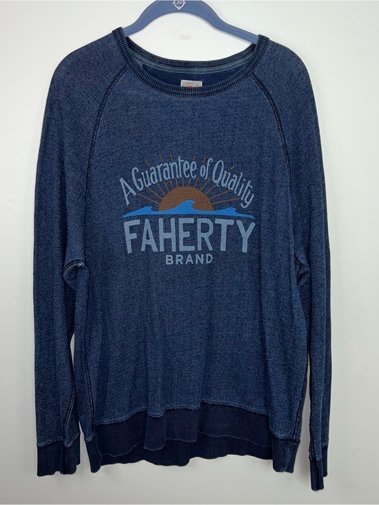 Faherty Other - Faherty Brand Indigo Blue Graphic Crewneck Sweatshirt Large Coastal Surf